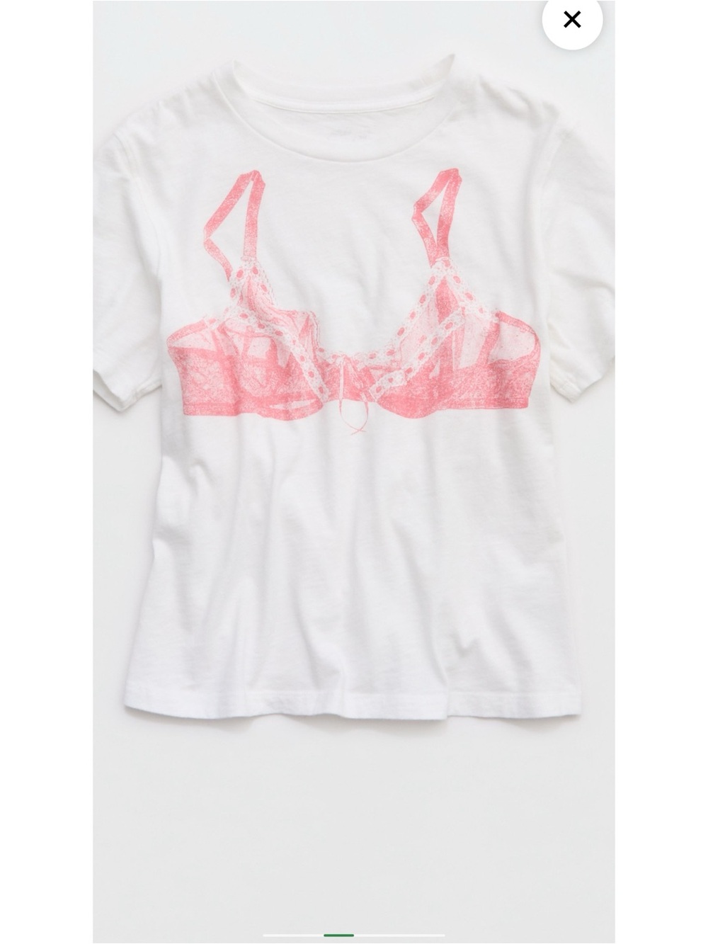 aerie White Short Sleeve Tee with Pink Bra Graphic